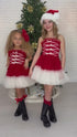 Profiterole Holiday Tulle Dress – Red & Ivory Ribbon Lace Dress 12M-14